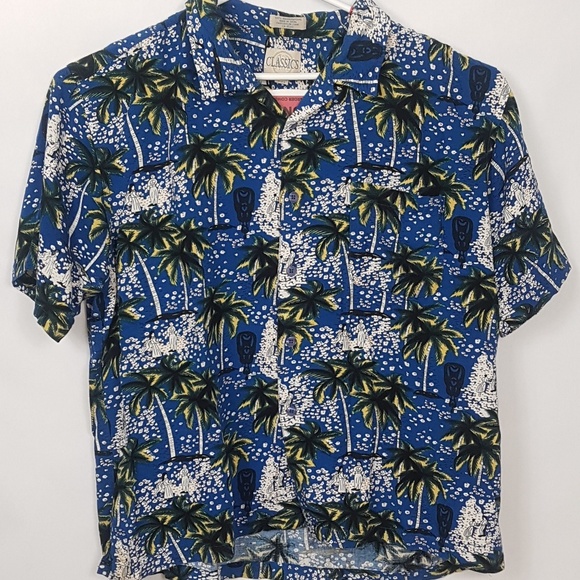 Mens Classic Palm Tree Button up Tshirt - Picture 1 of 4